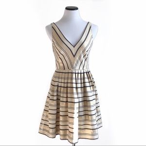 J. CREW Metallic Gold V-Neck Fit and Flare Dress